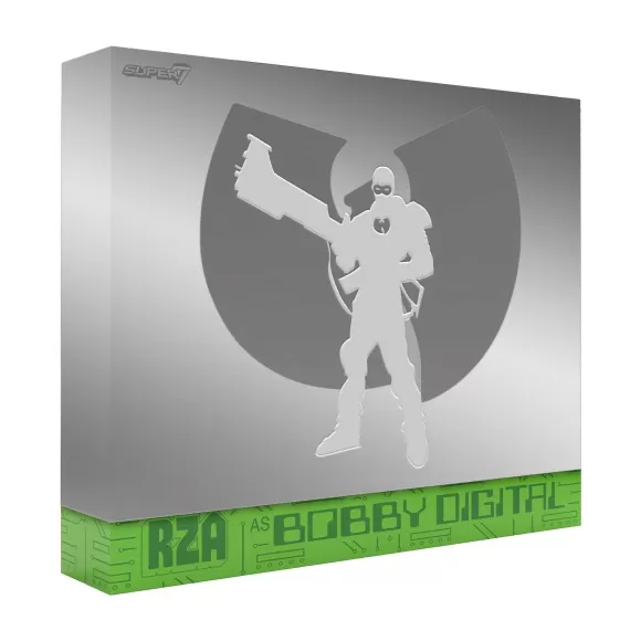 Super7 Rza^Bobby Digital Reaction Figures Wave 03 - Bobby Digital (Metallic Silver W/ 45 Adaptor)
