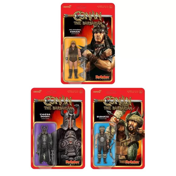 Super7 Conan The Barbarian^Conan The Barbarian Reaction Figures Wave 01 - Thulsa Doom, Pit Fighter Conan, Subotai