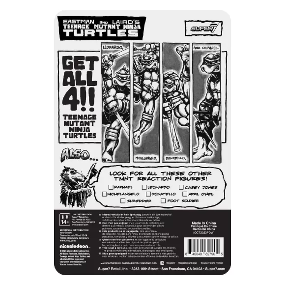 Super7 Teenage Mutant Ninja Turtles^Teenage Mutant Ninja Turtles Reaction Figure Wave 9 - Leonardo (Comic Greyscale)