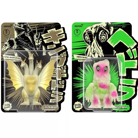 Super7 Godzilla^Toho Reaction Figures Wave 2 - Hedorah & King Ghidorah Glow